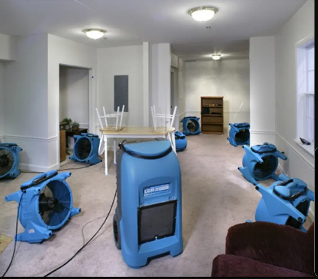 Air movers and dehumidifier setup for Water Damage Restoration in El Paso de Robles (Paso Robles)